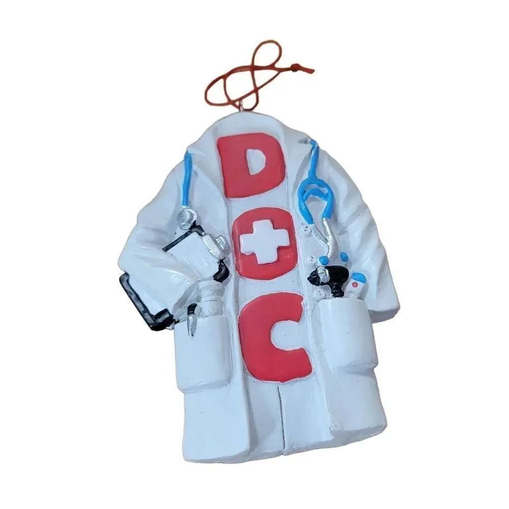 Giftcraft Christmas Ornament Doc Doctor White Lab Coat Stethescope Resin